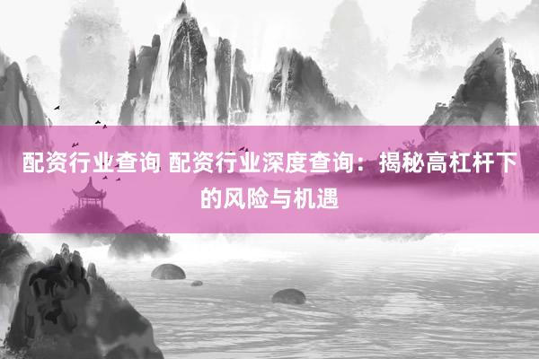 配资行业查询 配资行业深度查询：揭秘高杠杆下的风险与机遇