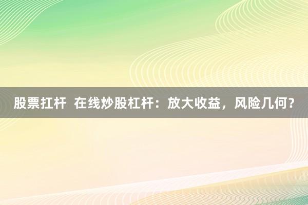 股票扛杆  在线炒股杠杆：放大收益，风险几何？