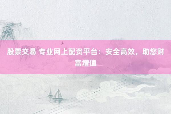 股票交易 专业网上配资平台：安全高效，助您财富增值
