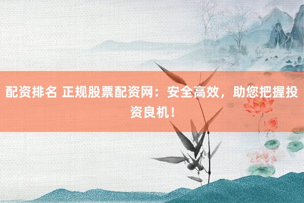 配资排名 正规股票配资网：安全高效，助您把握投资良机！