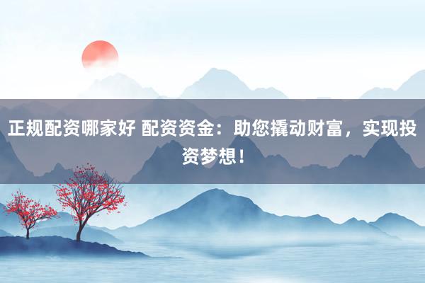正规配资哪家好 配资资金：助您撬动财富，实现投资梦想！