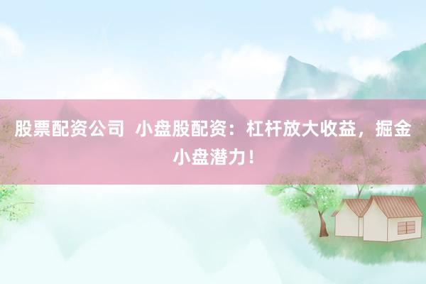 股票配资公司  小盘股配资：杠杆放大收益，掘金小盘潜力！