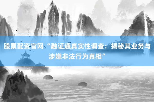 股票配资官网 “融证通真实性调查：揭秘其业务与涉嫌非法行为真相”