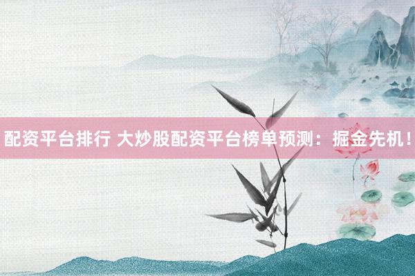 配资平台排行 大炒股配资平台榜单预测：掘金先机！
