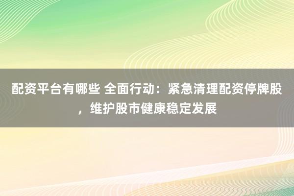 配资平台有哪些 全面行动:紧急清理配资停牌股,维护股市健康稳定发展