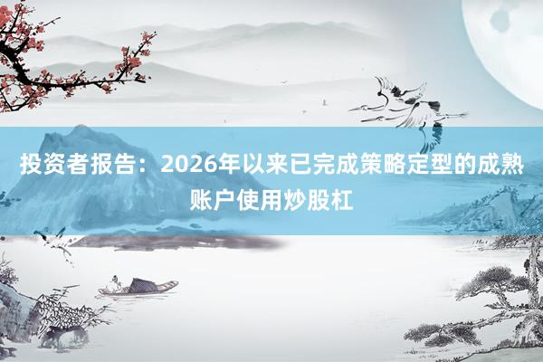 投资者报告：2026年以来已完成策略定型的成熟账户使用炒股杠
