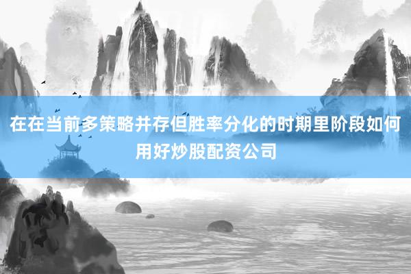 在在当前多策略并存但胜率分化的时期里阶段如何用好炒股配资公司