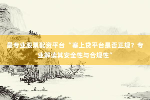 最专业股票配资平台 “塞上贷平台是否正规?专业解读其安全性与合规性”