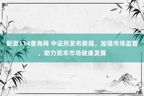 配资114查询网 中证所发布新规,加强市场监管,助力资本市场健康发展