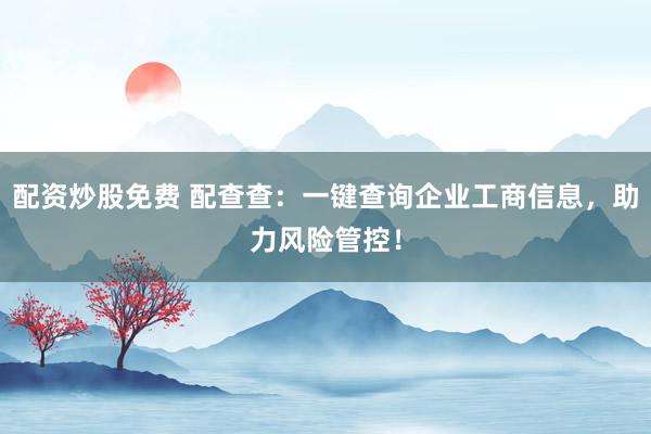 配资炒股免费 配查查：一键查询企业工商信息，助力风险管控！