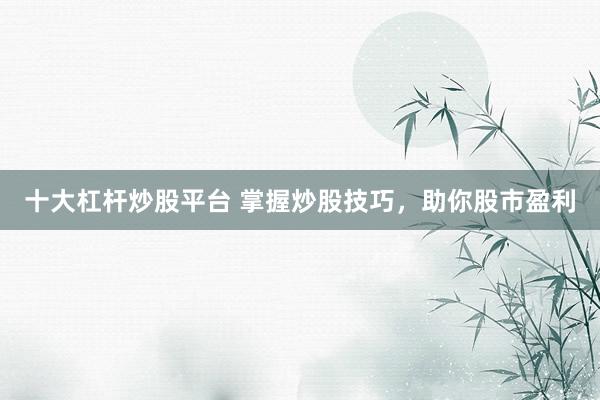 十大杠杆炒股平台 掌握炒股技巧，助你股市盈利