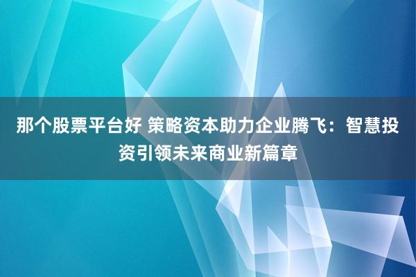 那个股票平台好 策略资本助力企业腾飞：智慧投资引领未来商业新篇章