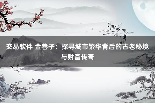 交易软件 金巷子:探寻城市繁华背后的古老秘境与财富传奇